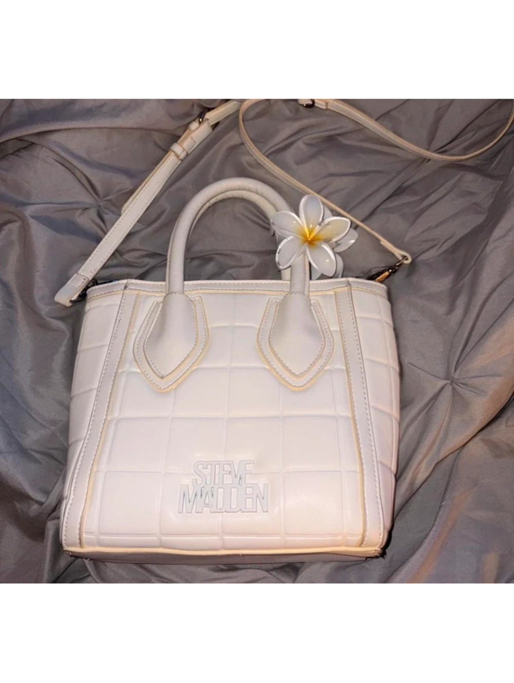 White Steve Madden crossbody bag with shoulder strap